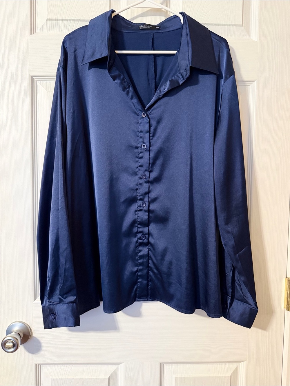 SHEIN Navy satin blouse 3x
